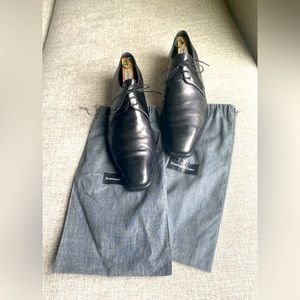 Ermenegildo Zegna Mens Black Lace Up Dress Shoes Size 12